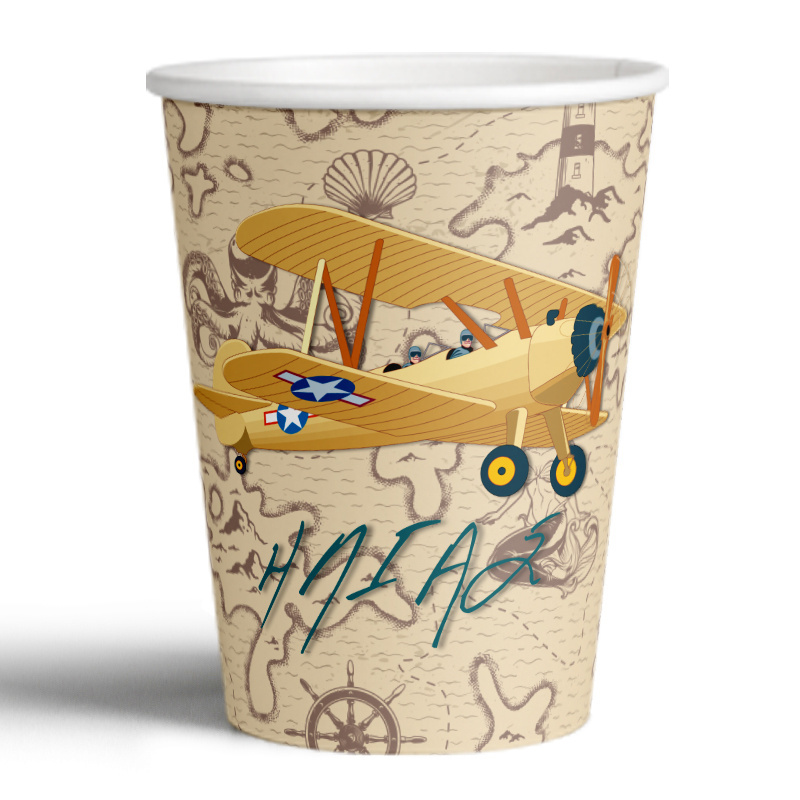 Ποτηράκια χάρτινα με όνομα Ταξίδια 250ml/8τμχ