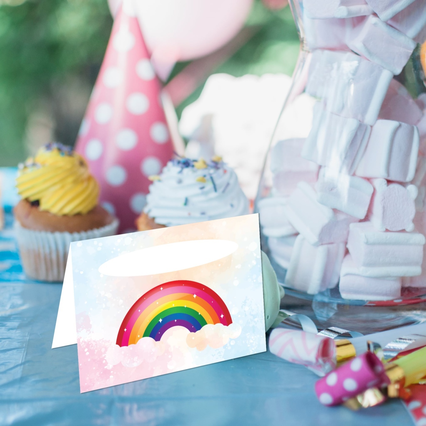 Καρτελάκι Μπουφέ Ουράνιο τόξο/ 6τμχ
