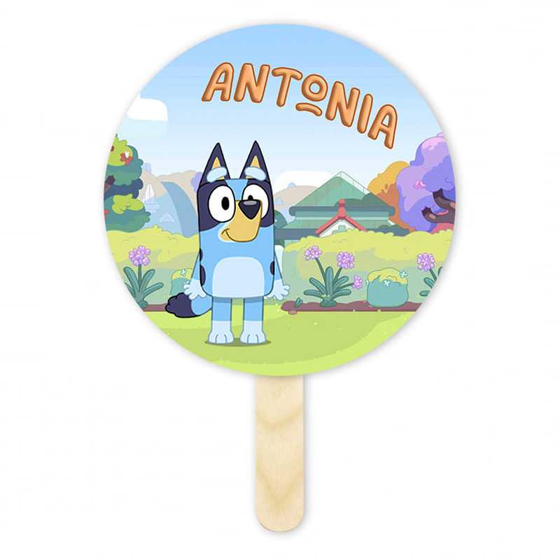 Βεντάλια Χάρτινη με όνομα Bluey κύκλος