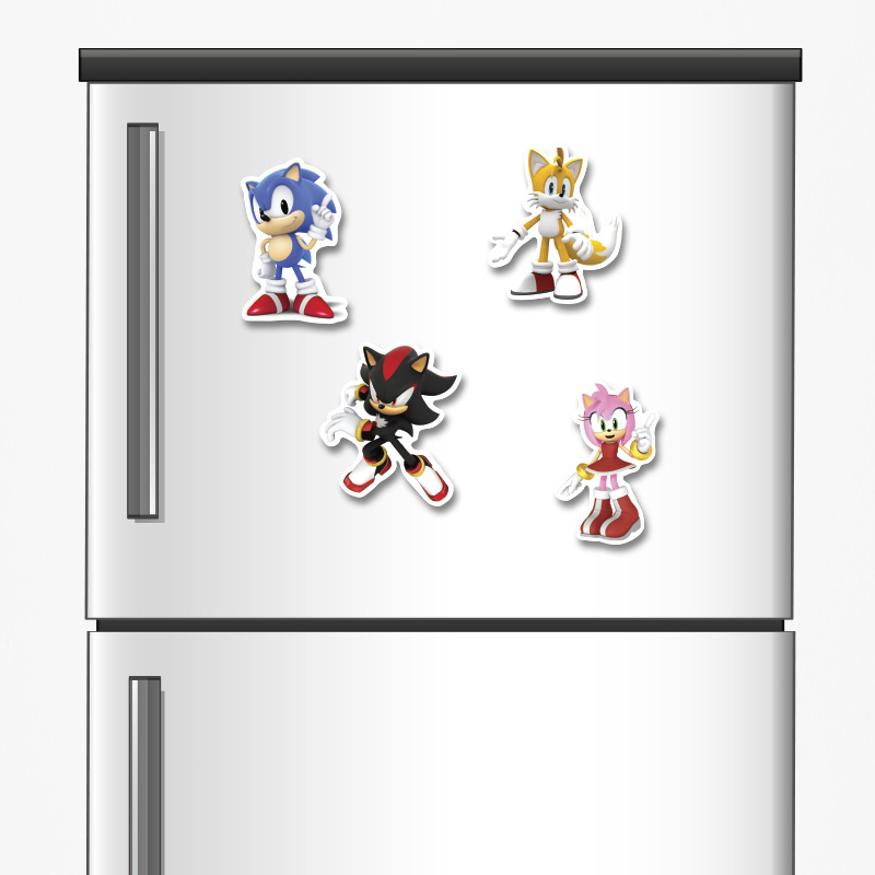 Ξύλινα μαγνητάκια Sonic 5cm/ 4τμχ