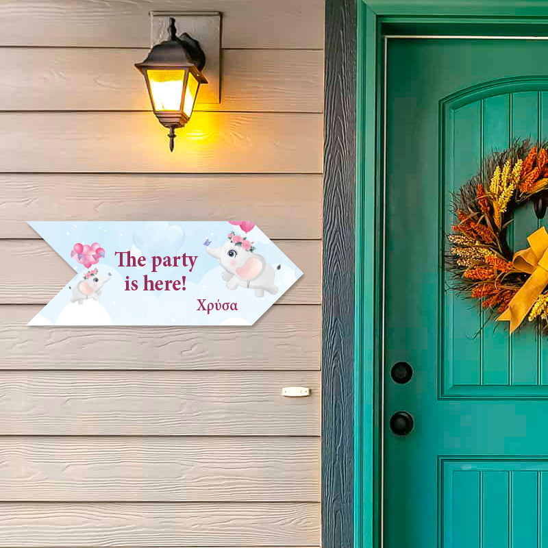 Ξύλινη Πινακίδα Ελεφαντάκι για Κορίτσι με όνομα βελάκι/40cm*15cm