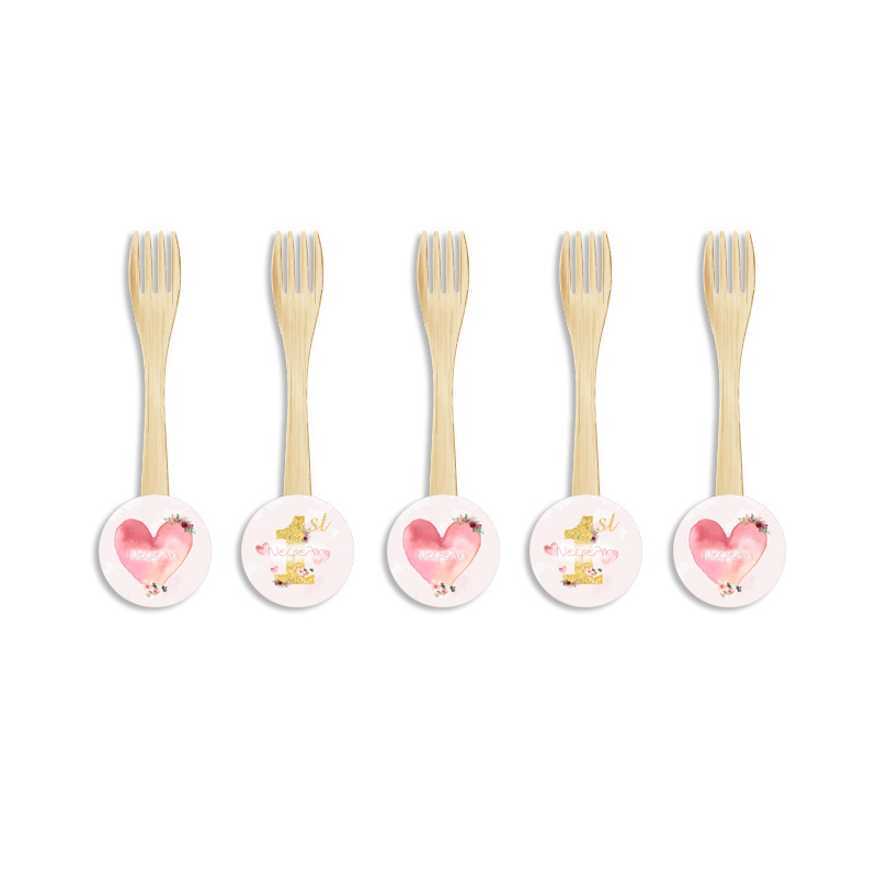 Ξύλινα Πιρουνάκια με όνομα 1st Birthday girl / 8τμχ