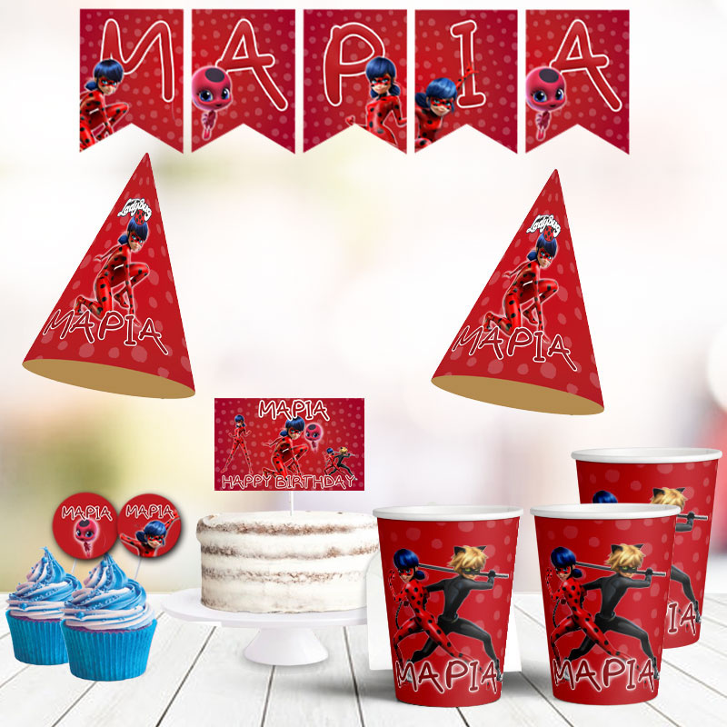 Σετ πάρτυ με όνομα Miraculous LadyBug / 8 ατόμων