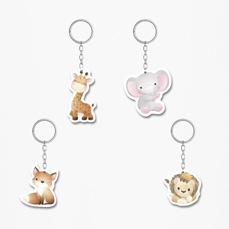 Ξύλινα Μπρελόκ Ζωάκια ζούγκλας 5cm/ 4τμχ