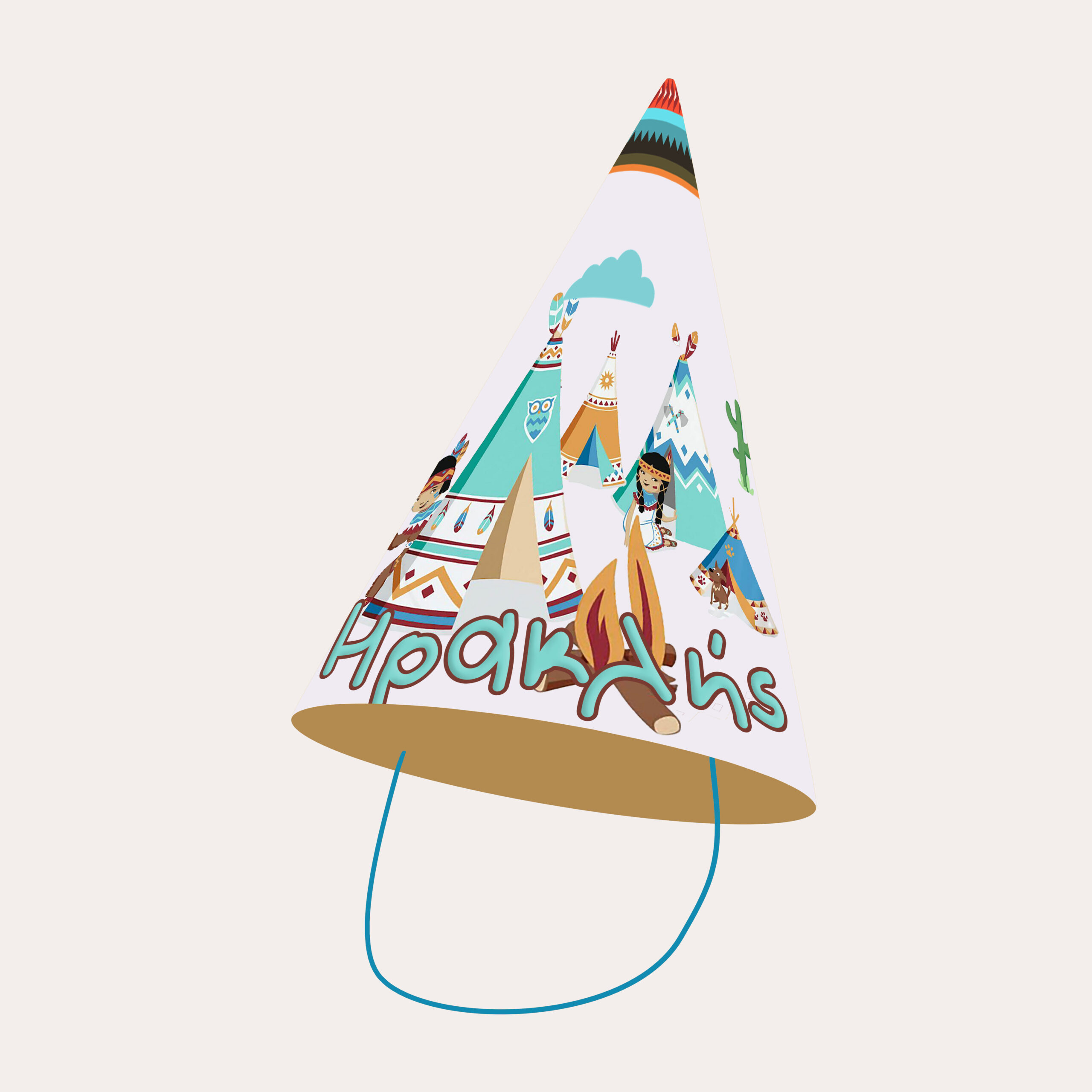 Καπελάκια πάρτυ με όνομα Ινδιάνος / 8τμχ