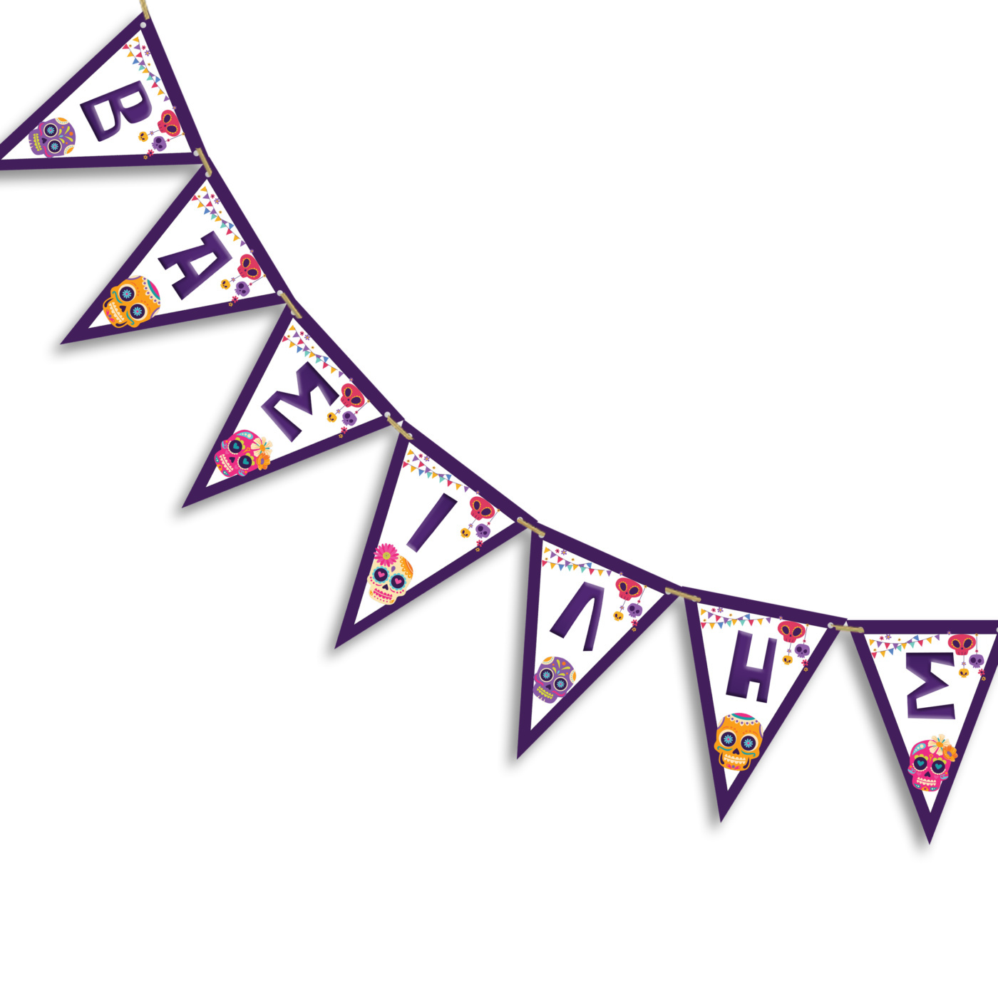 Σημαιάκια με όνομα Halloween Νεκροκεφαλές τρίγωνα