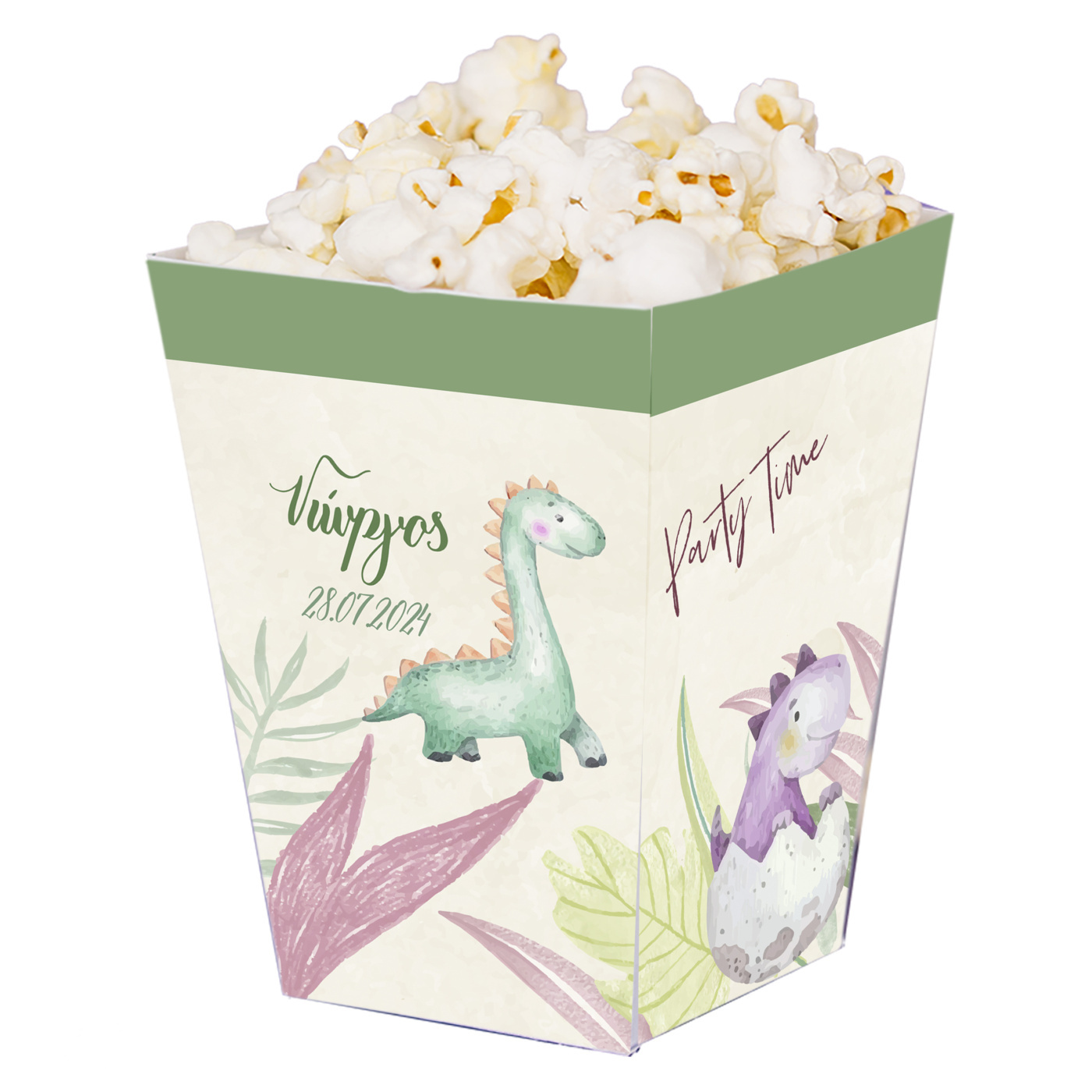 Κουτί Pop Corn με όνομα Baby Dino 15cmx9cmx9cm