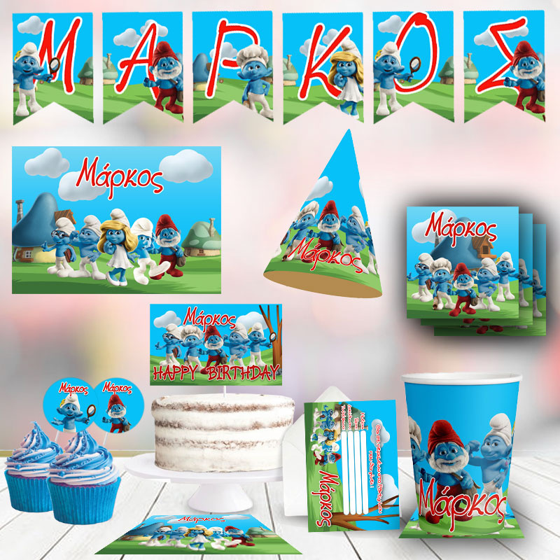 Σετ πάρτυ με όνομα Στρουμφάκια XL / 8 ατόμων