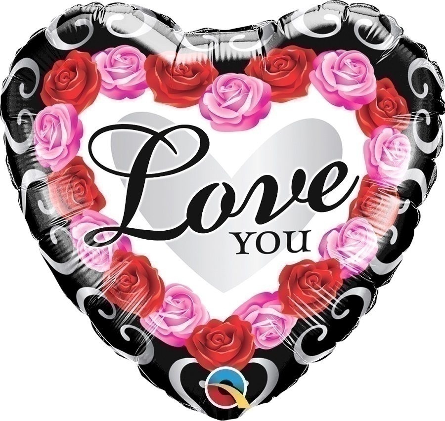 Μπαλόνι Φοιλ Καρδιά 18 Love You Red Rose Frame
