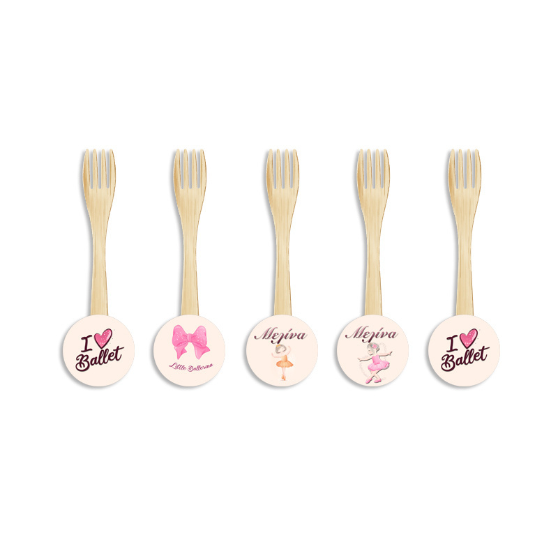 Ξύλινα Πιρουνάκια με όνομα Μπαλαρίνα / 8τμχ