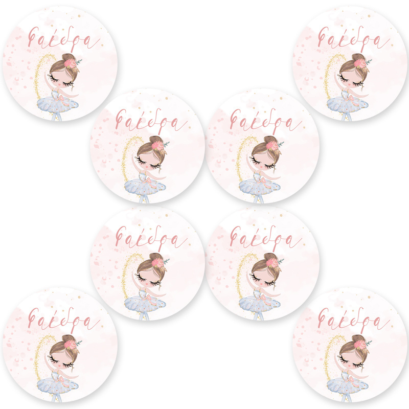 Στρογγυλά αυτοκόλλητα Μπαλαρίνα Pastel / 8 τμχ