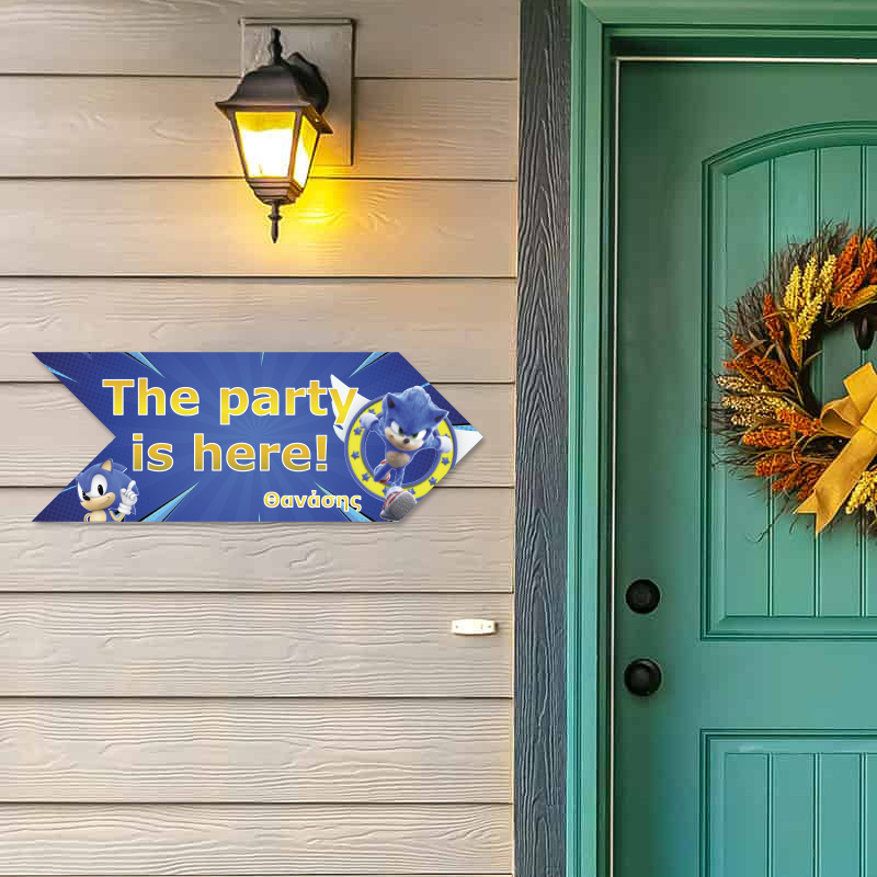 Ξύλινη Πινακίδα Sonic με όνομα βελάκι/40cm*15cm