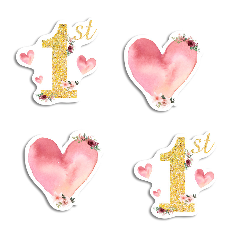 Αυτοκόλλητα 1st Birthday Girl 10cm / 8τμχ