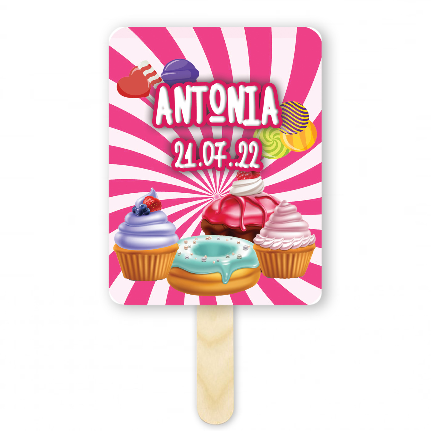 Βεντάλια Χάρτινη με όνομα Sweet Shop ορθογώνια