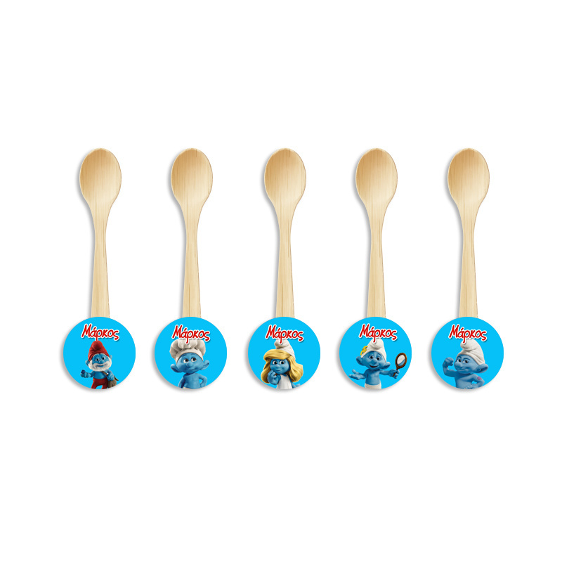 Ξύλινα Κουταλάκια με όνομα Στρουμφάκια / 8τμχ