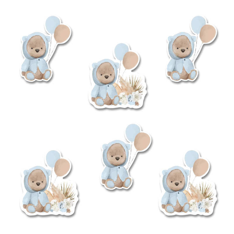 Αυτοκόλλητα Αρκουδάκι για Αγόρι 5cm / 8τμχ