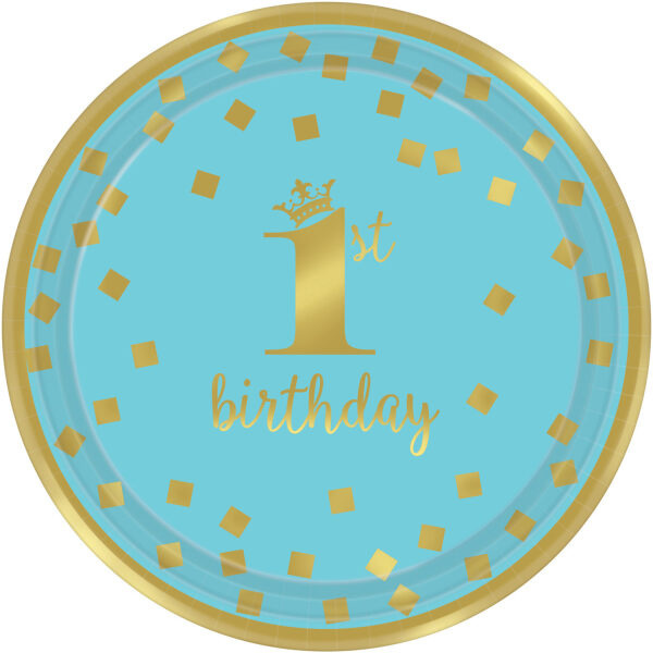 Πιάτα χάρτινα 1st Birthday Blue & Gold 23 cm /8 τεμ