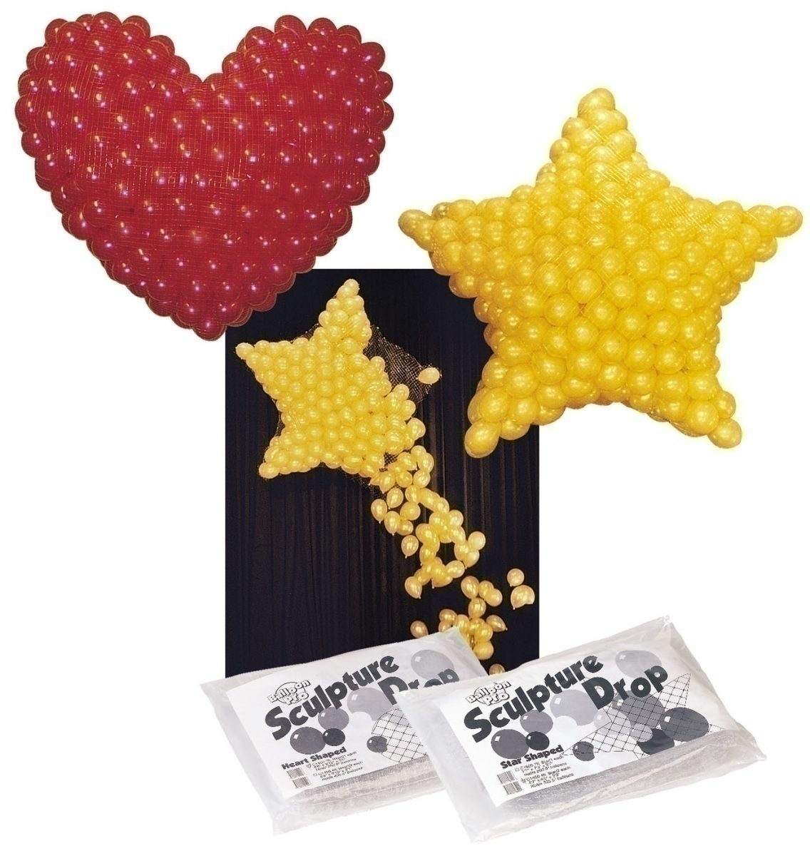 Δίχτυ σχήμα Καρδιά για 250 9 μπαλόνια / 210 εκ