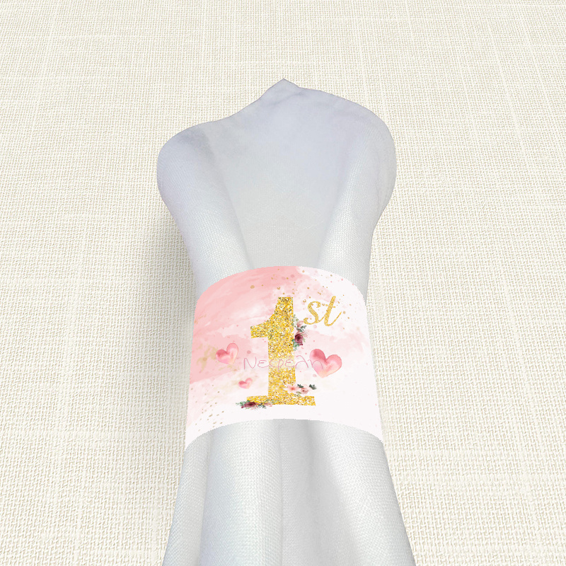 Δαχτυλίδι πετσέτας χάρτινο με όνομα 1st Birthday girl