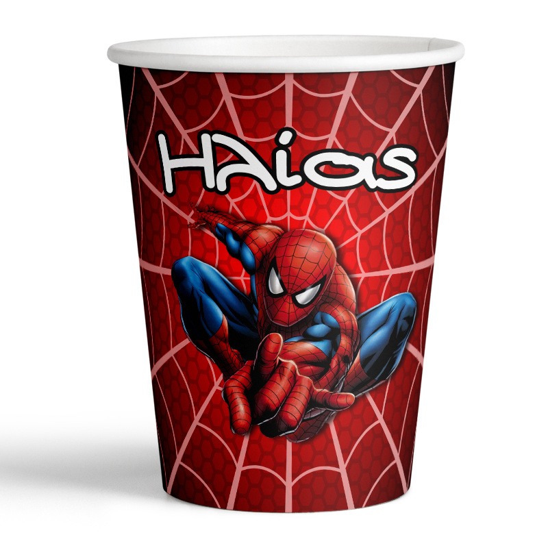Ποτηράκια χάρτινα με όνομα Spiderman/8τμχ