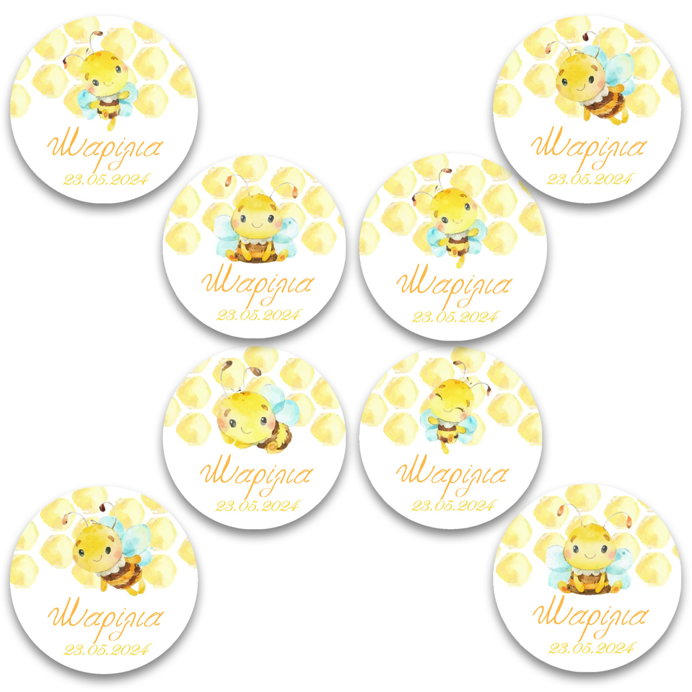 Στρογγυλά αυτοκόλλητα Μέλισσα / 8 τμχ