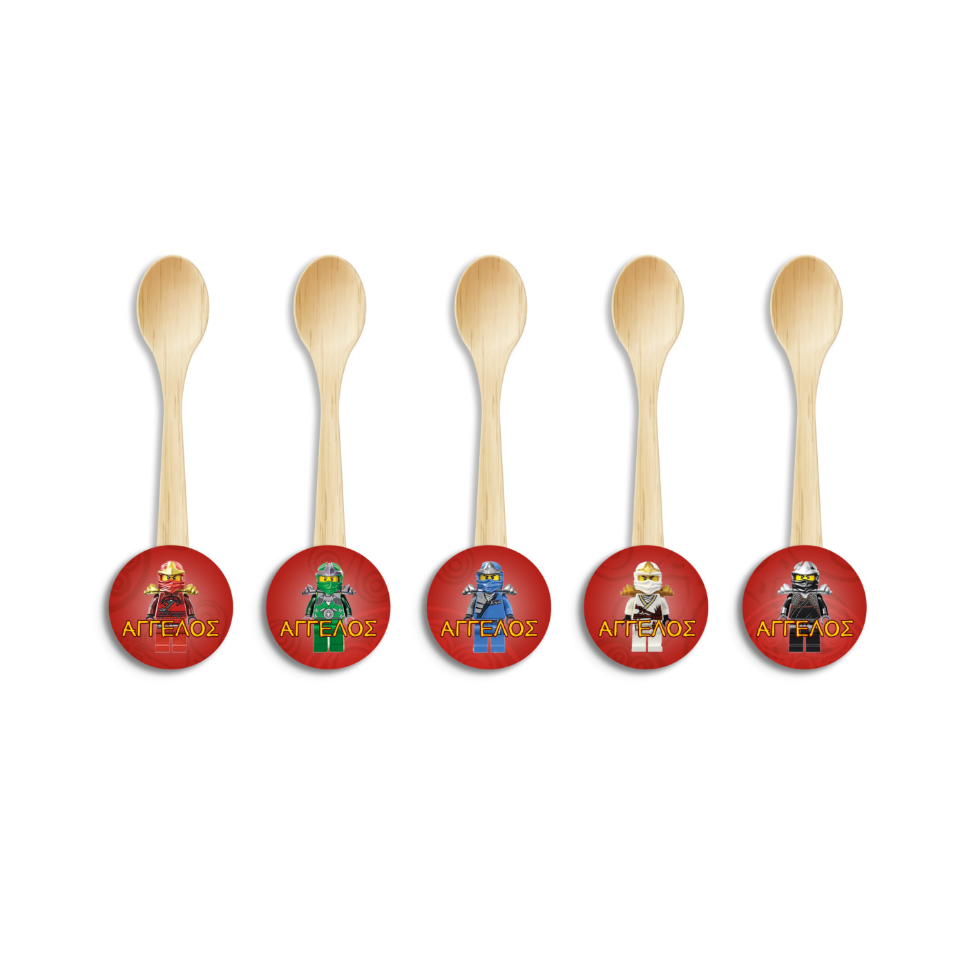 Ξύλινα Κουταλάκια με όνομα Ninjago / 8τμχ