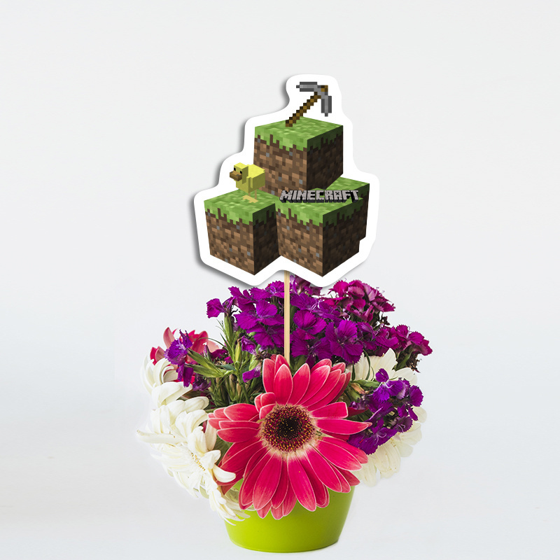 Διακοσμητικό Τοππερ Minecraft χάρτινο για τον Μπουφέ/ 20cm