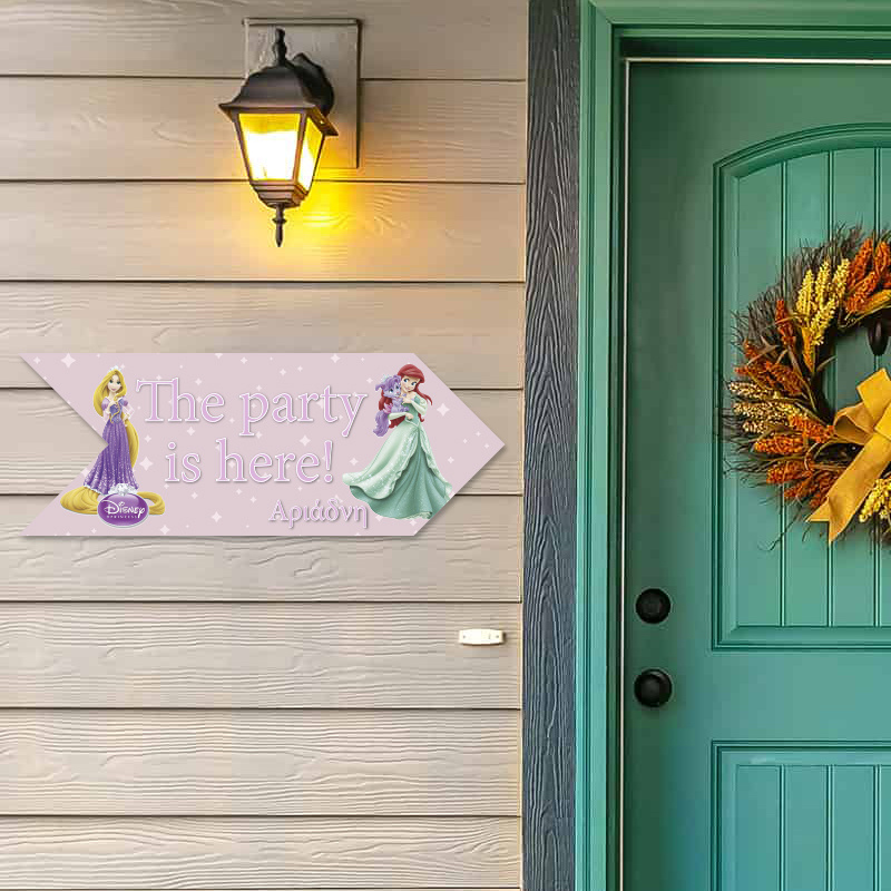 Ξύλινη Πινακίδα Disney Princess με όνομα βελάκι/40cm*15cm