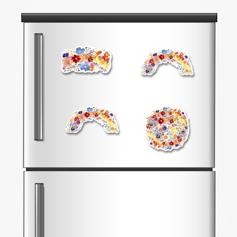 Ξύλινα μαγνητάκια Floral 5cm/ 4τμχ