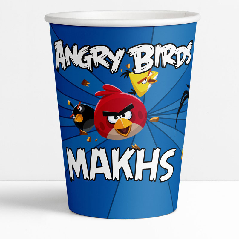 Ποτηράκια χάρτινα με όνομα Angry Birds / 8τμχ