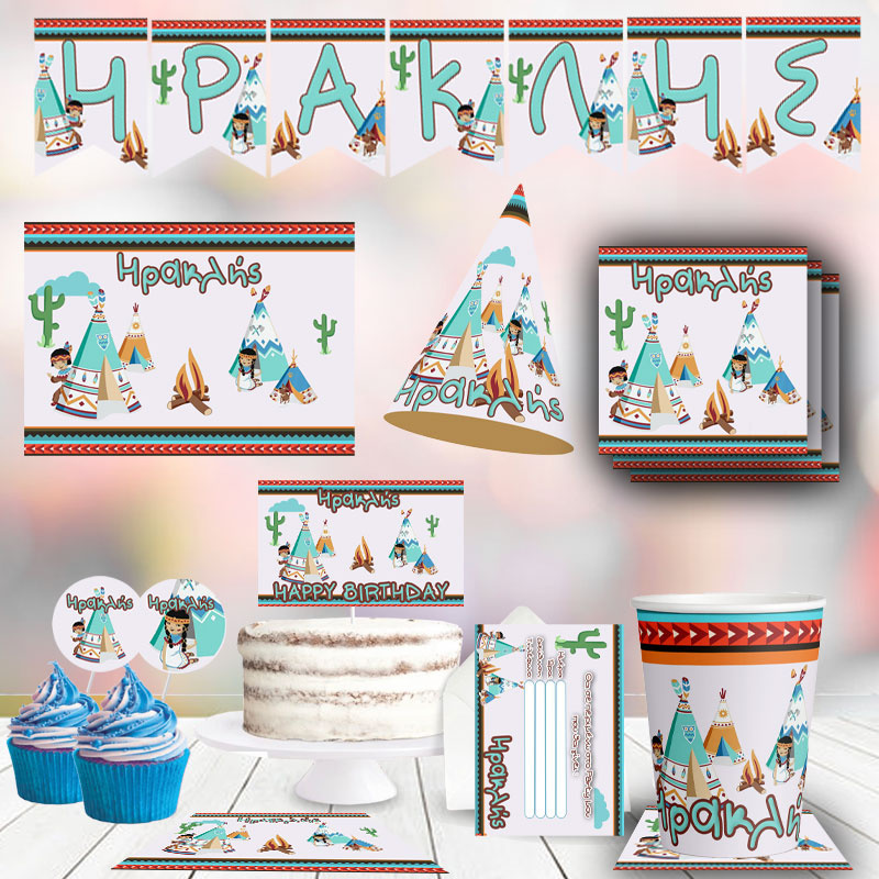 Σετ πάρτυ με όνομα Ινδιάνος XL / 8 ατόμων