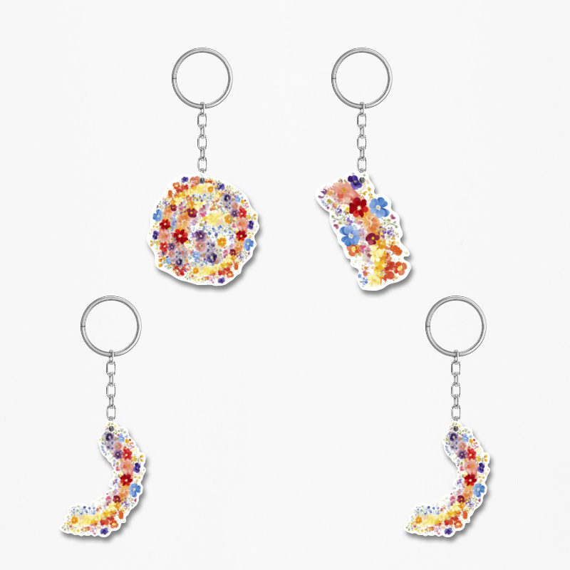 Ξύλινα Μπρελόκ Floral 5cm/ 4τμχ