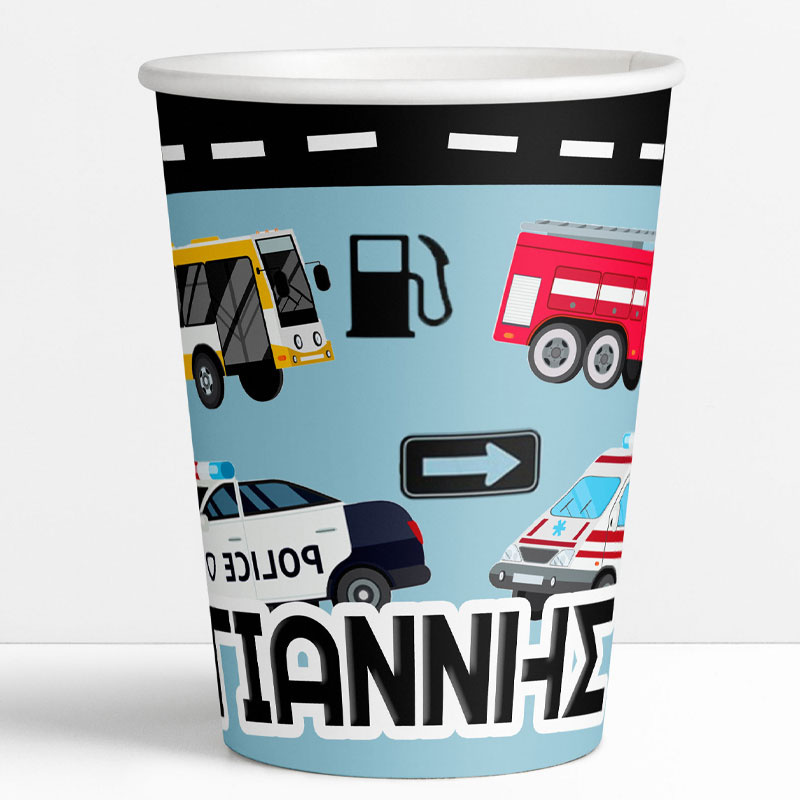 Ποτηράκια χάρτινα με όνομα On The Road 250ml / 8τμχ