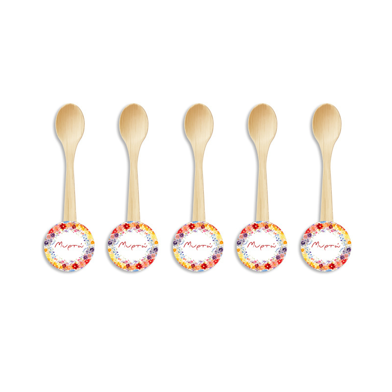 Ξύλινα Κουταλάκια με όνομα Floral / 8τμχ