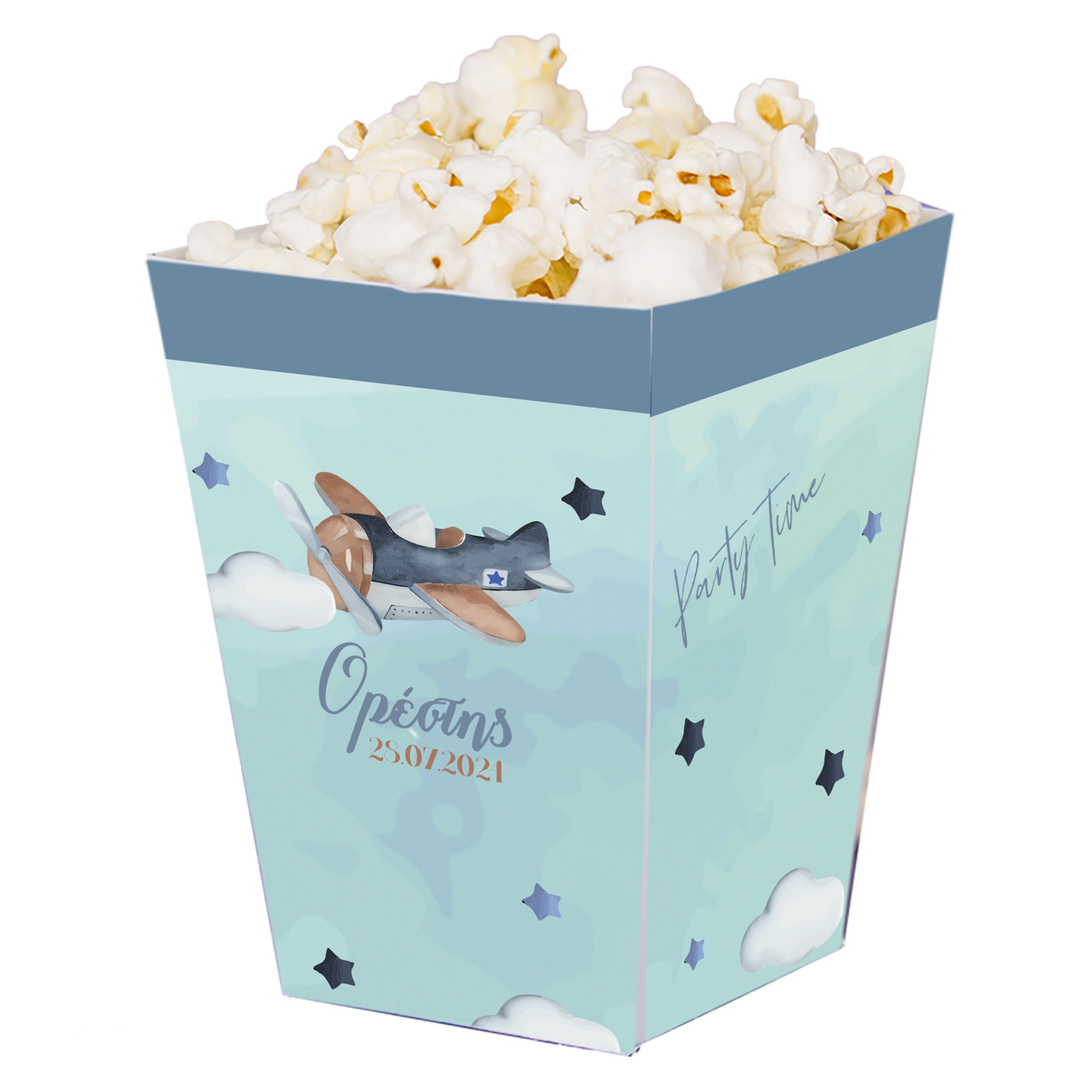 Κουτί Pop Corn με όνομα Αεροπλάνο Vintage 15cmx9cmx9cm