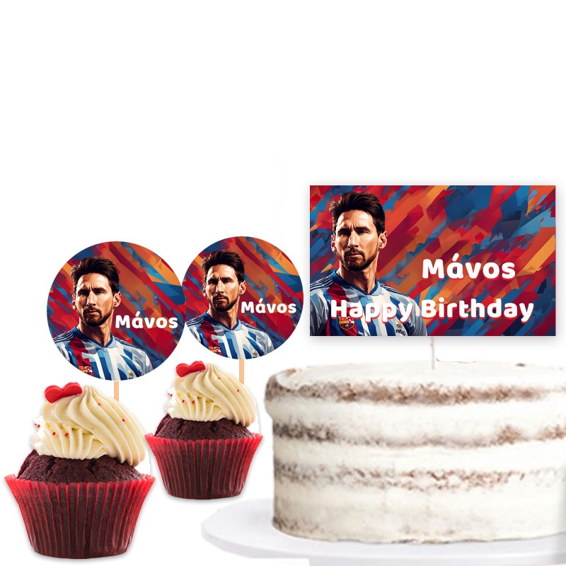 Διακόσμηση τούρτας Messi & cupcake toppers