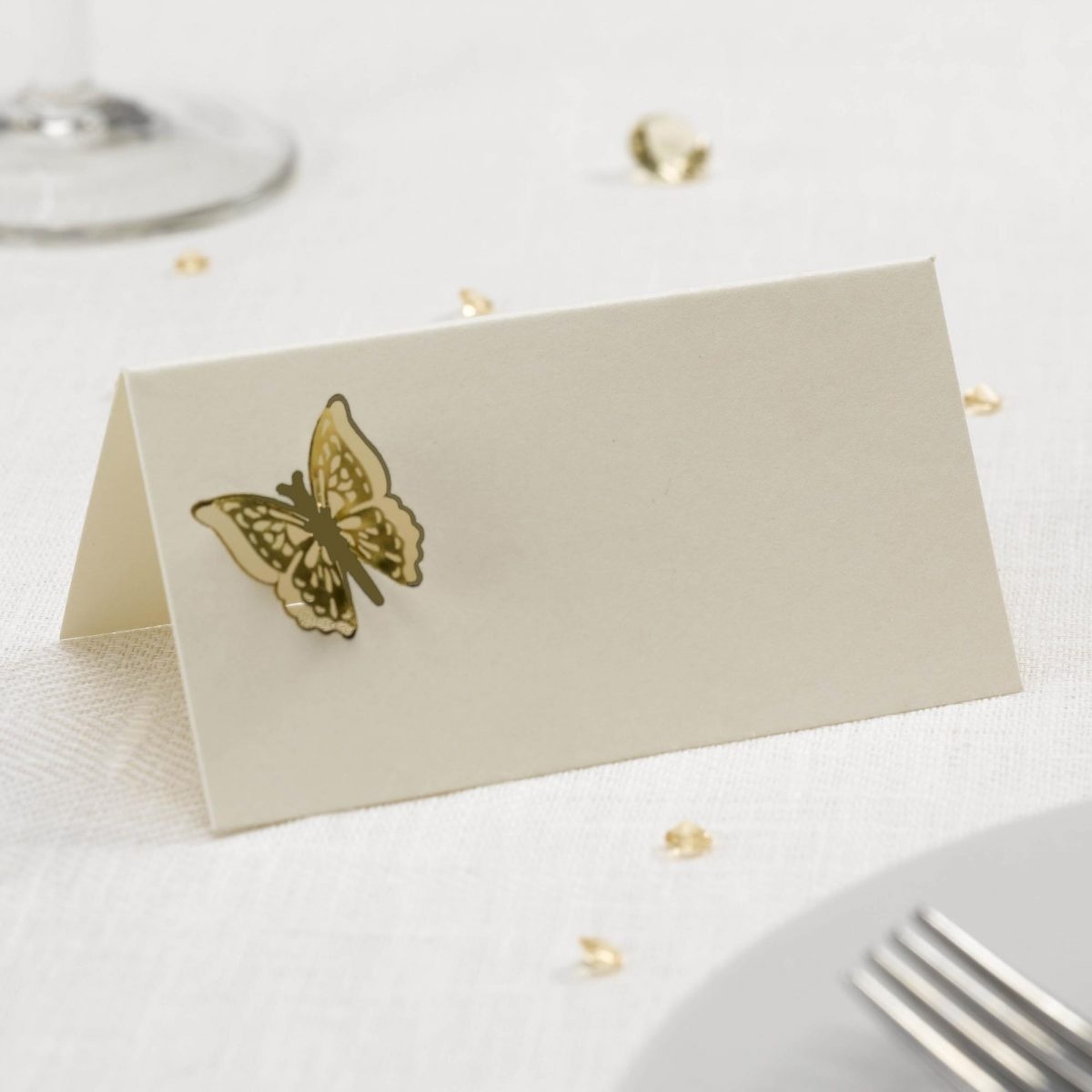 Place Cards Elegant Butterfly Ivory/Gold / 10 τεμ