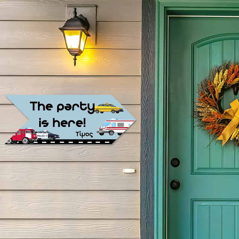 Ξύλινη Πινακίδα On The Road με όνομα βελάκι/40cm*15cm