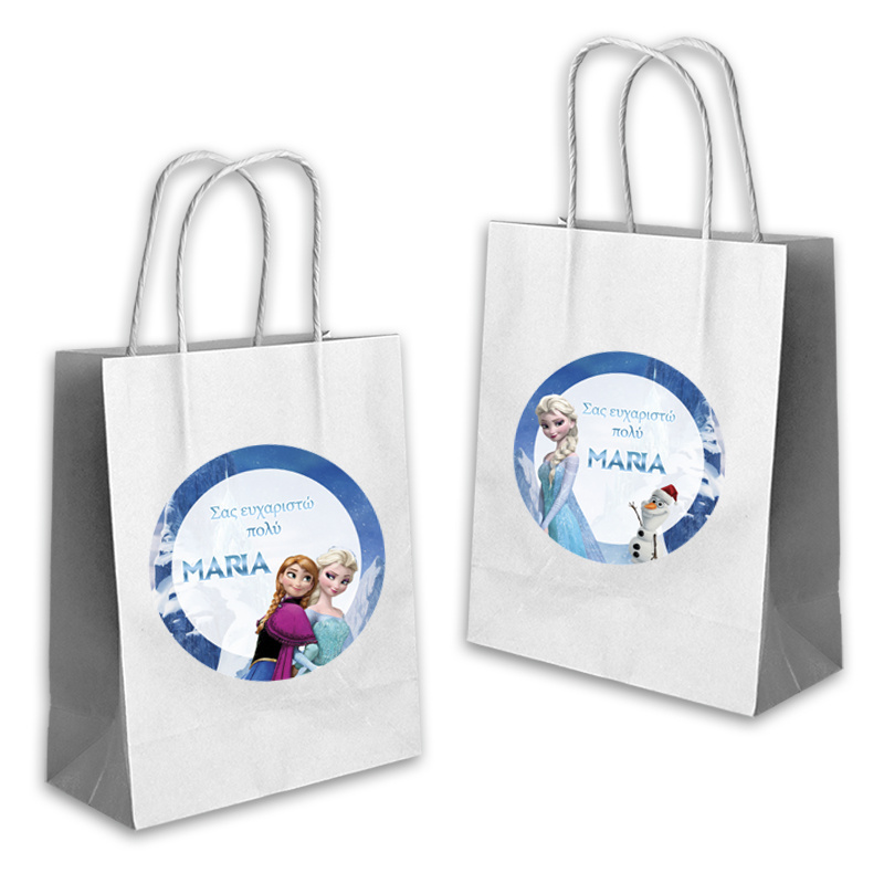 Τσάντα Δώρου Frozen με όνομα χάρτινη/ 22cmx18cmx8cm