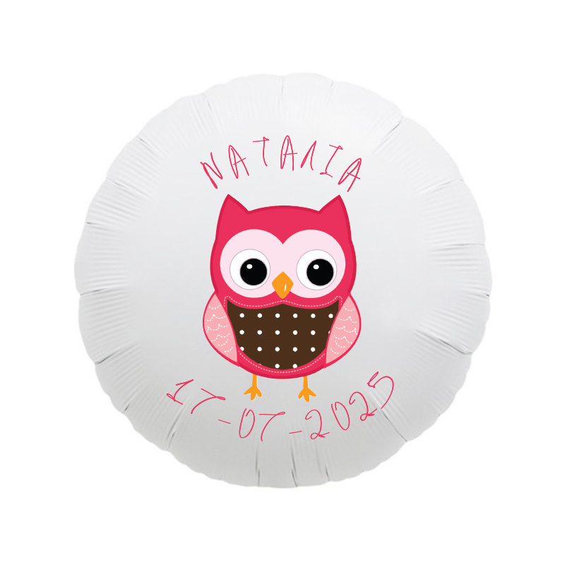 Μπαλόνι Βάπτισης Κουκουβάγιες με όνομα/43cm