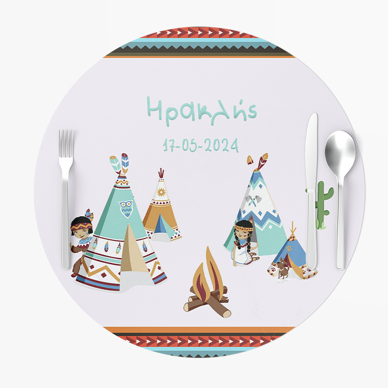 Σουπλά Χάρτινα στρογγυλά με όνομα Ινδιάνος 27cm