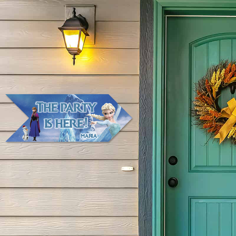 Ξύλινη Πινακίδα Frozen με όνομα βελάκι/40cm*15cm