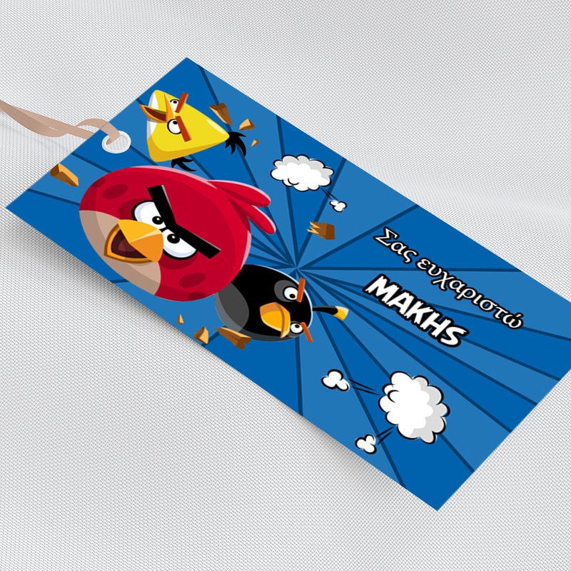 Ετικέτα δώρου χάρτινη με όνομα Angry Birds / 5τμχ