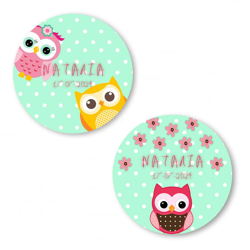 Αυτοκόλλητα με όνομα Κουκουβάγιες / 2τμχ