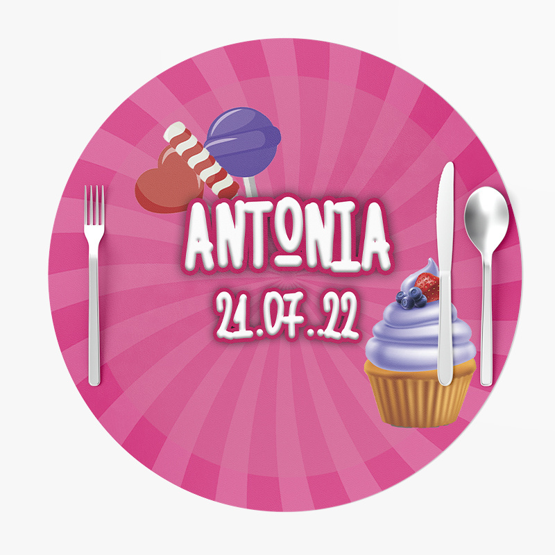 Σουπλά Χάρτινα στρογγυλά με όνομα Sweet Shop 27cm