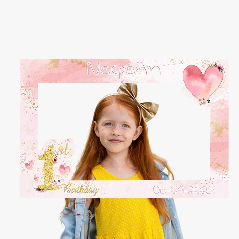 Κάδρο Photobooth 1st Birthday girl για φωτογραφίες/ 60cm*40cm