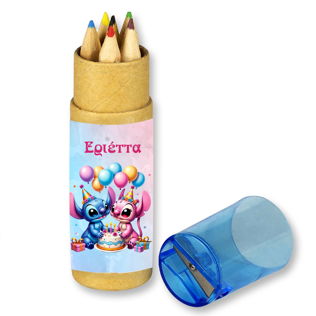 Stitch & Angel Ξυλομπογιές με όνομα