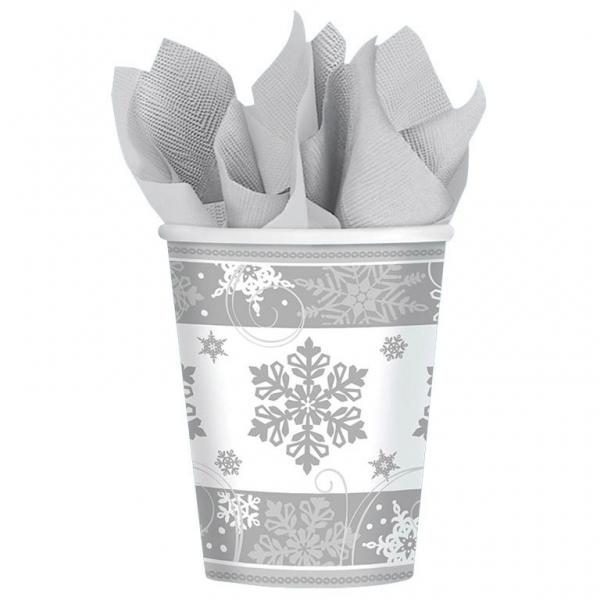 Ποτήρια χαρτ. 266ml Sparkling Snowflake /8 τεμ