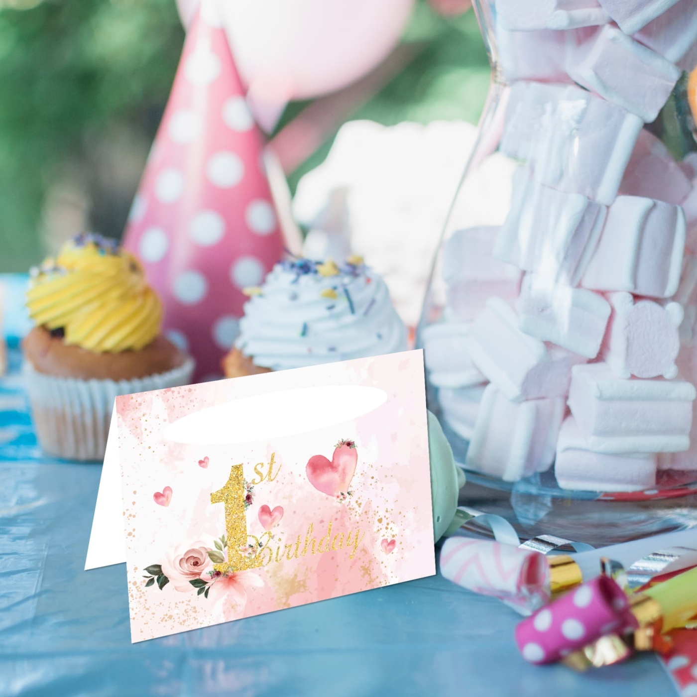 Καρτελάκι Μπουφέ 1st birthday girl/ 6τμχ