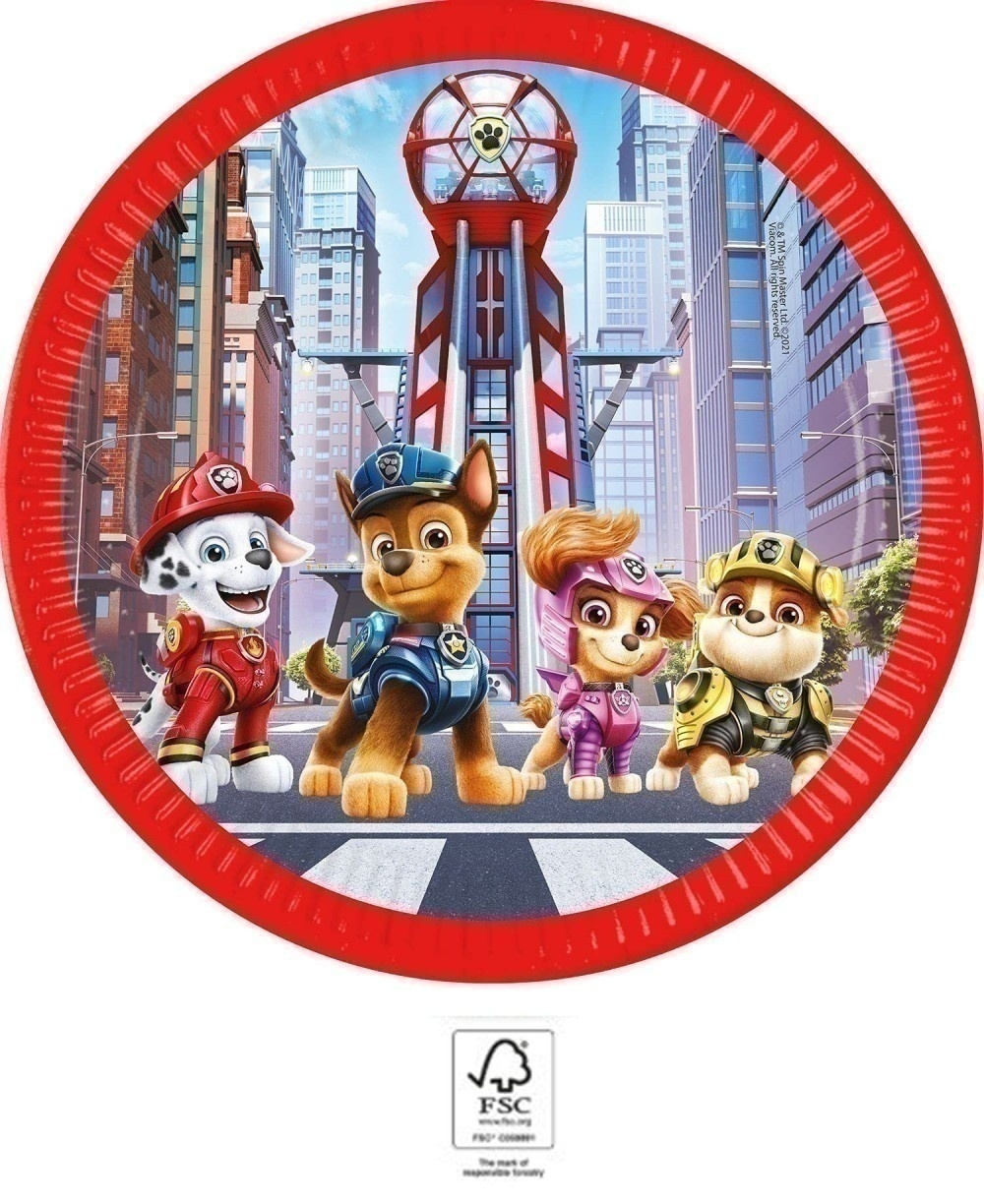 Χάρτινα πιάτα φαγητού Paw Patrol The Movie 23cm/8τεμ